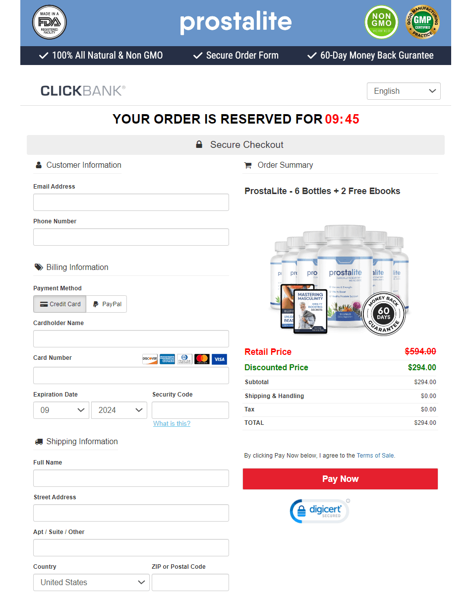 ProstaLite Secure Order Form